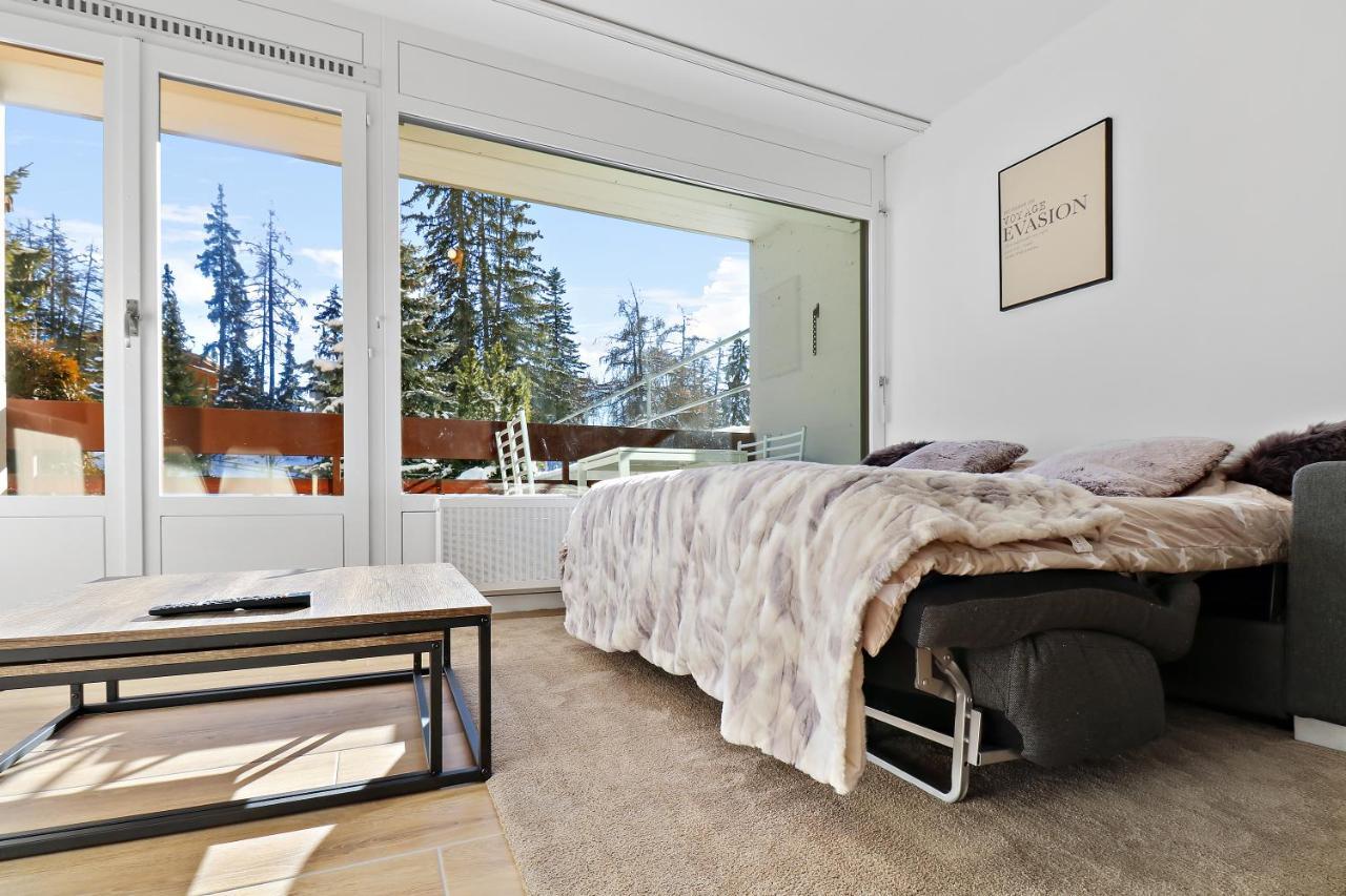 Appartement Cosy Et Renove Au Coeur De La Station Crans-Montana Exteriör bild